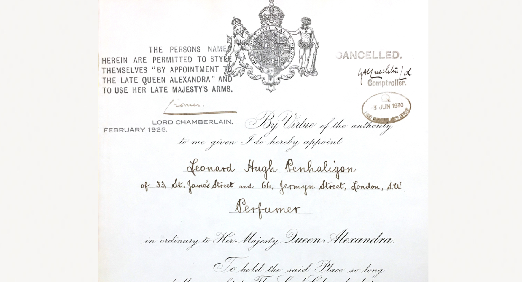 royal warrant letter